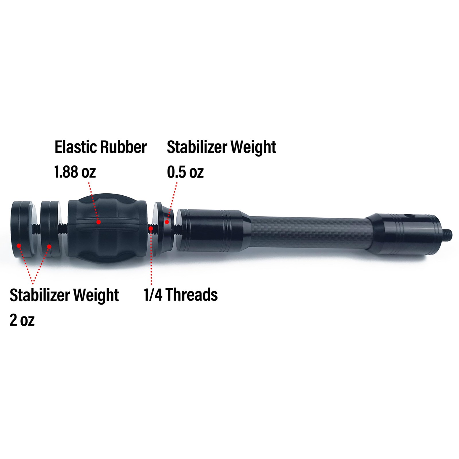 Carbon Archery Bow Stabilizer Single Side Adjustable V-Bar Mount Quick Discon...