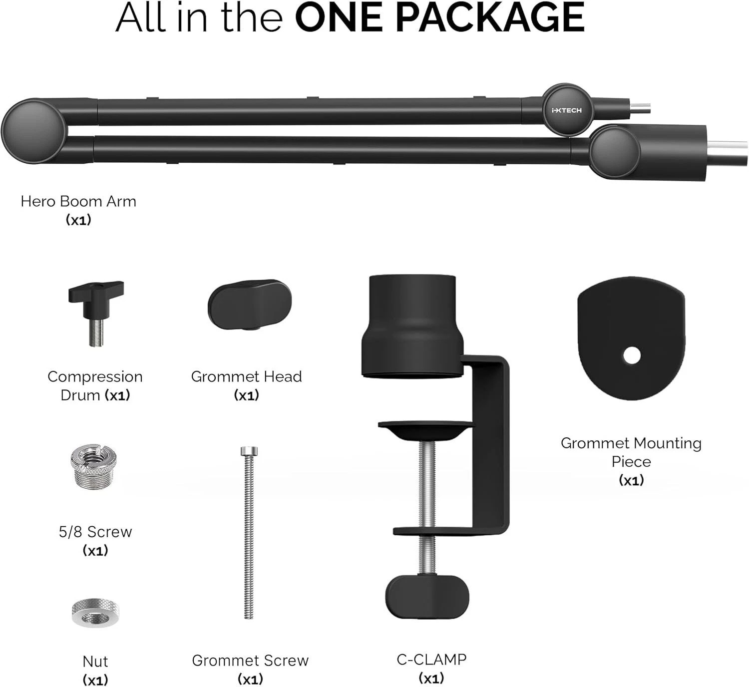 Boom Arm - Adjustable 360° Rotatable Microphone Sturdy Stainless Steel Mic De...