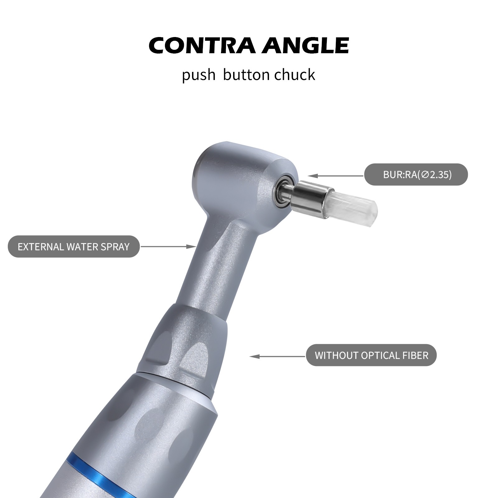 3Pcs Dental 1:1 Low Slow Speed Push Button Contra Angle Handpiece E-type AS