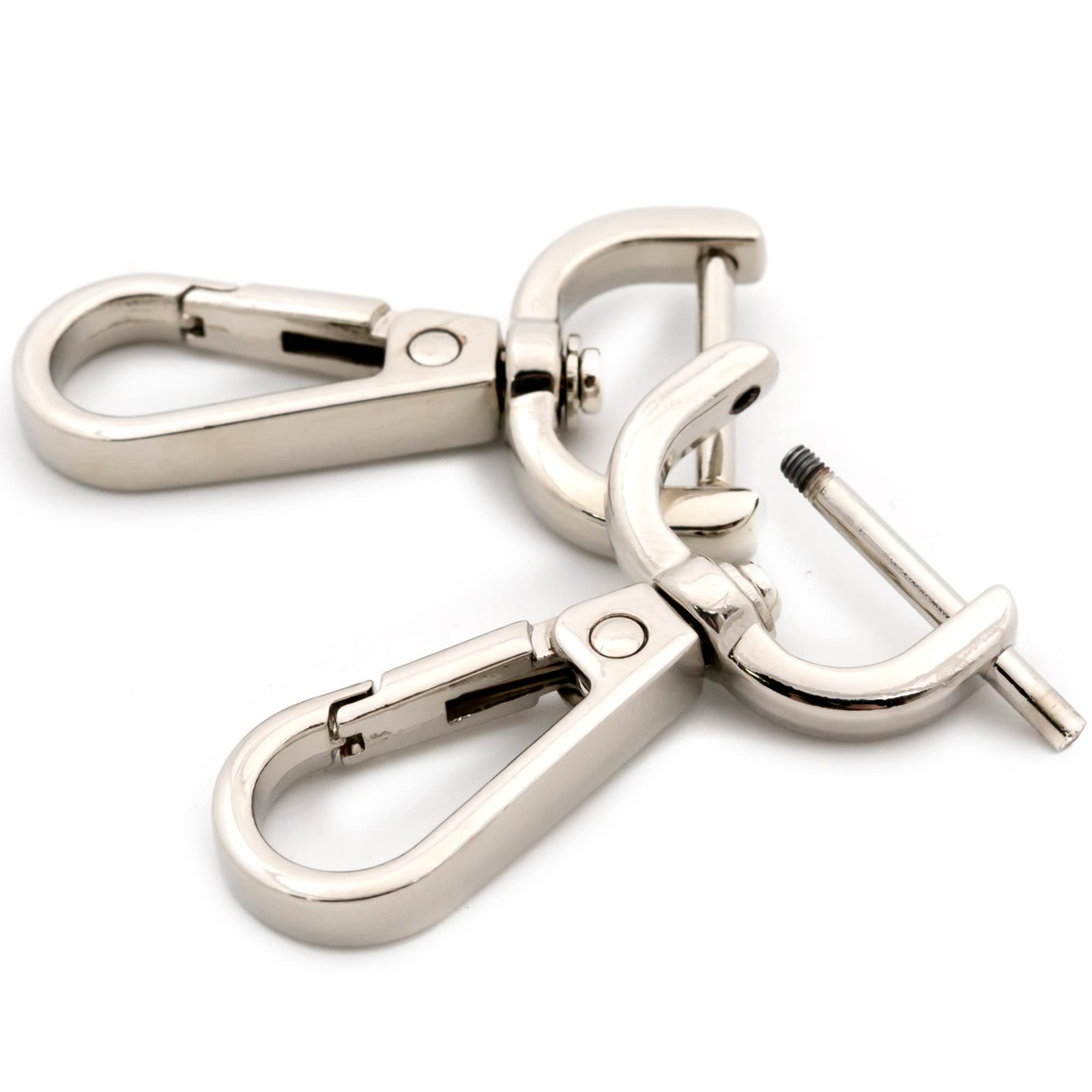 4 PCS 4/5-Inch Silver Detachable Swivel Snap Hooks Push Gate Lobster Clasps