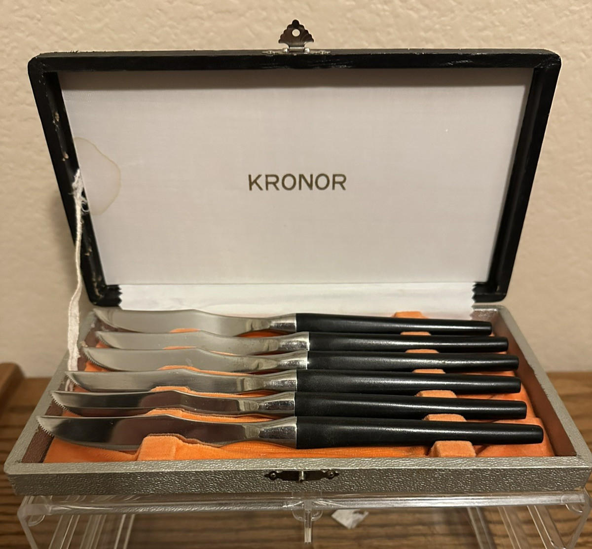Kronor Steak Knives, Japan, Set of 6, Stainless Steel Blade, 8.25 inches long