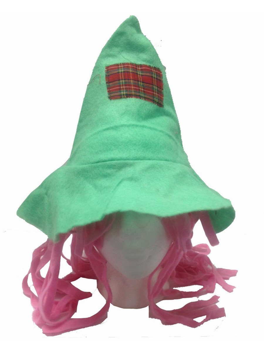 Child's Green And Pink Scarecrow Patchwork Hat Costume Accessory
