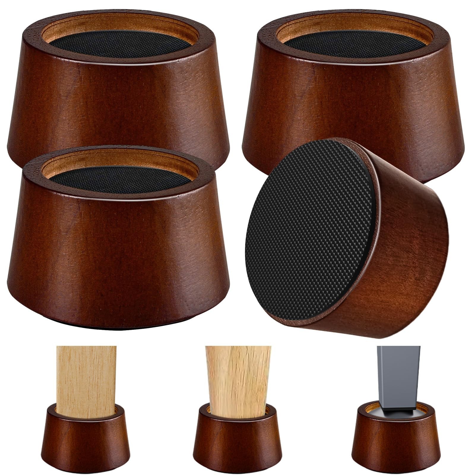 Furniture Raisers Bed Risers - 2 Inch Wooden Circle Heavy Duty Furniture Heig...