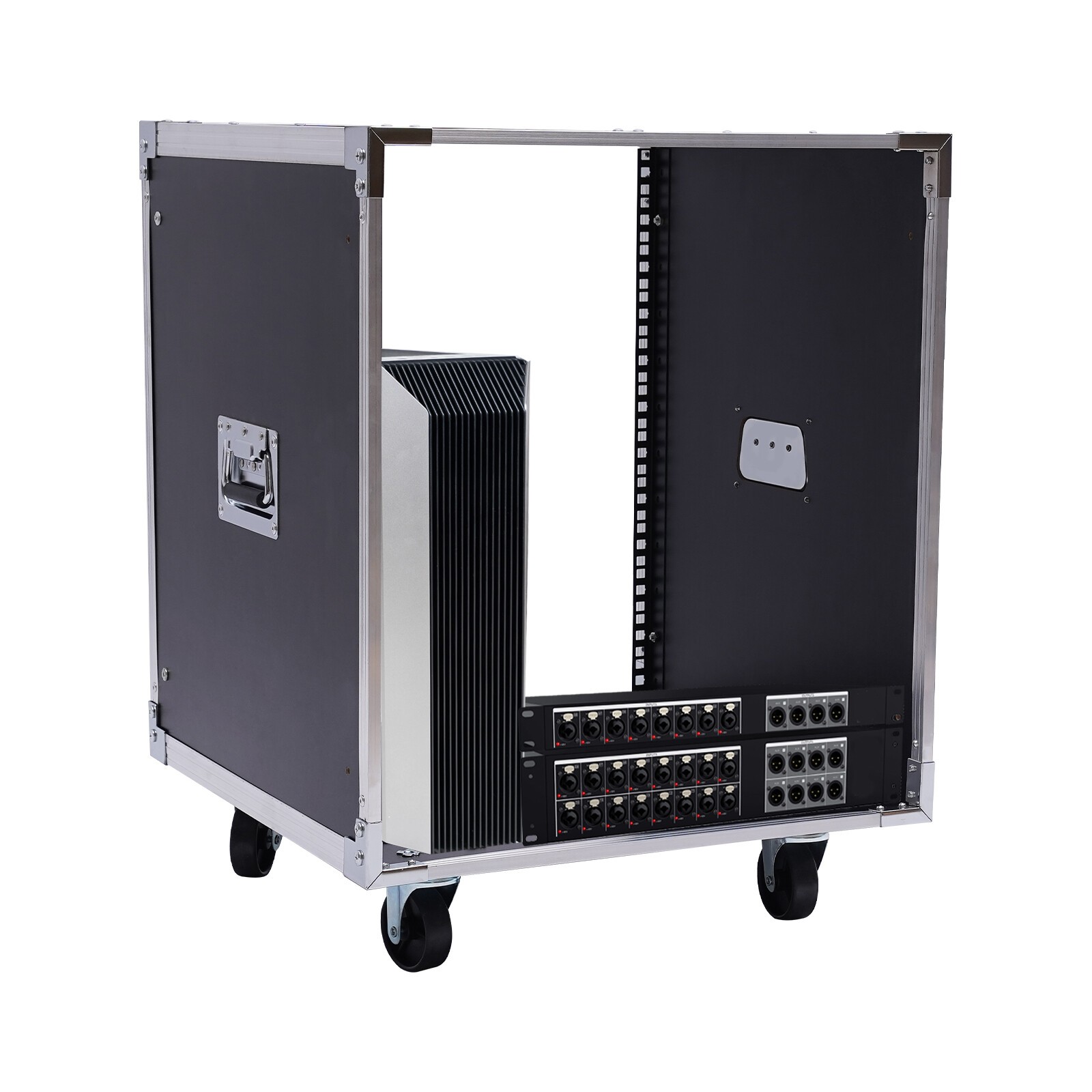 12U Cabinet Rolling Network Rack Audio Studio Video Telecom Equipment Rack Black