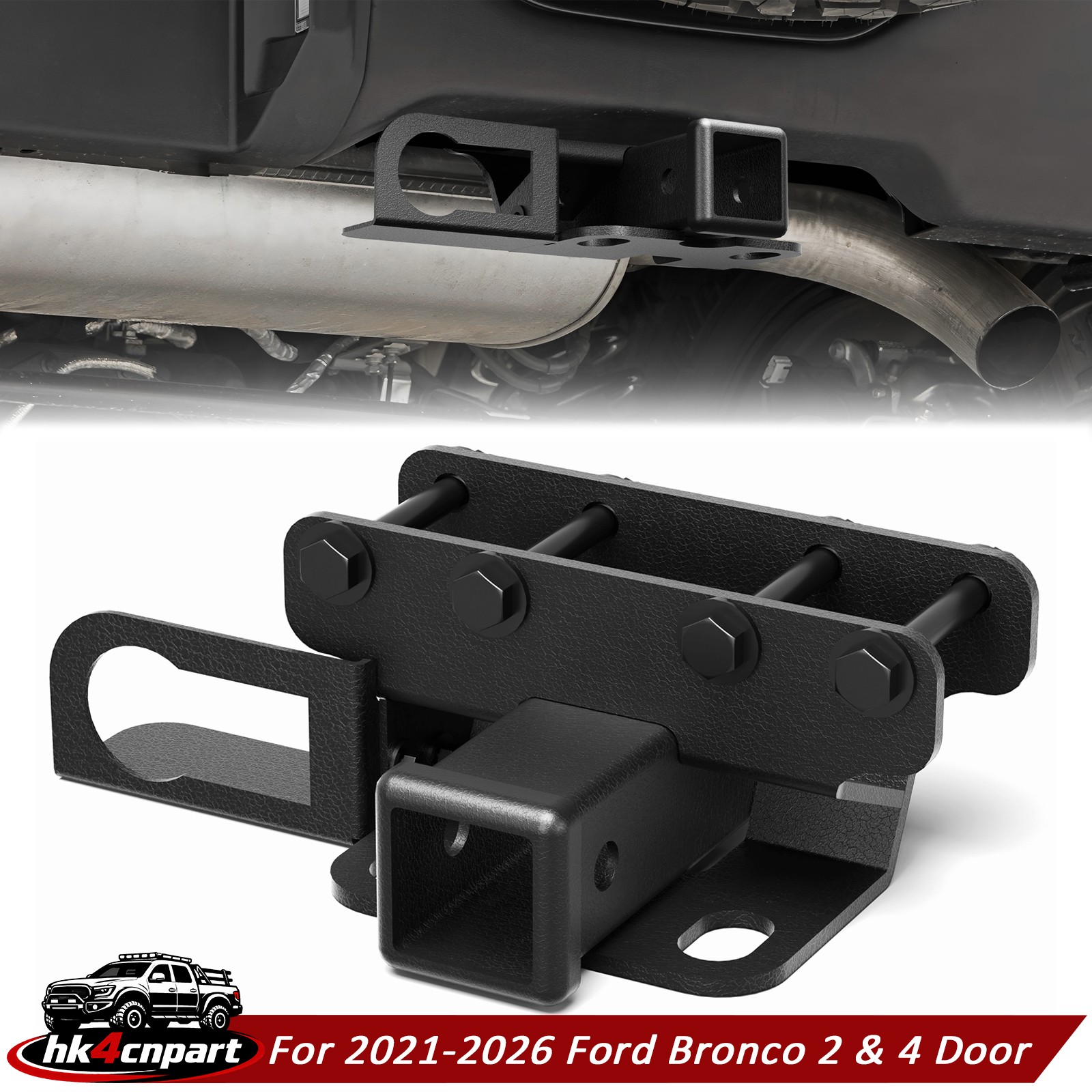 For 2021-2026 Ford Bronco 2" Steel Trailer Tow Hitch Receiver W/ Cover Class 3