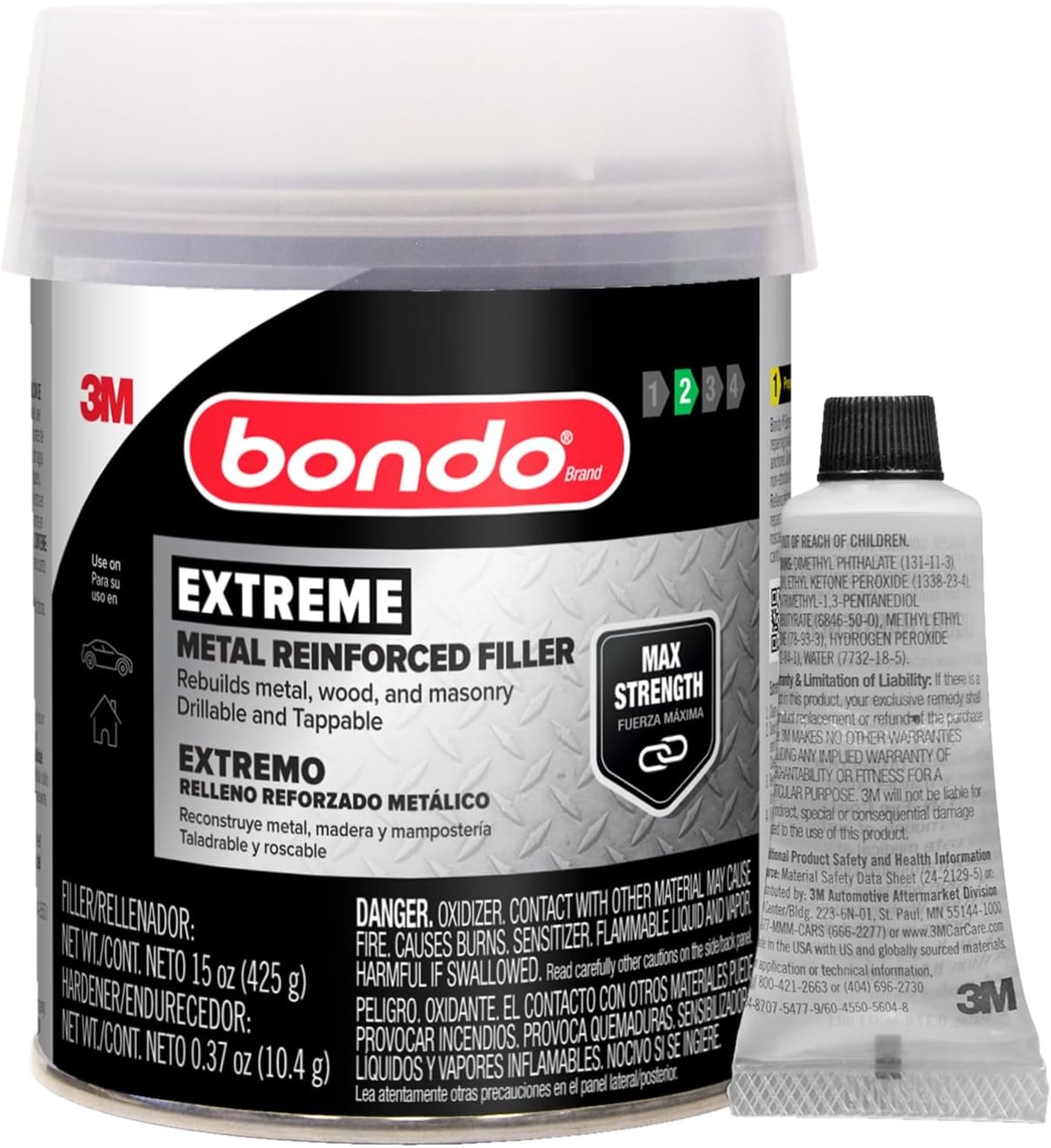 Bondo Metal Reinforced Filler - High Strength Filler, Can be Drilled Salmon