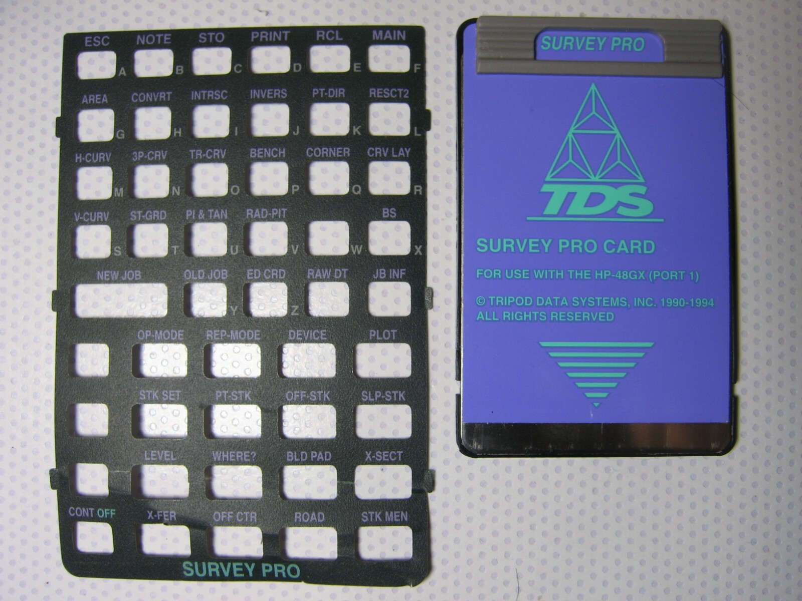 TDS Survey Pro Card,  with Overlay  for the HP 48GX Ver 6.1