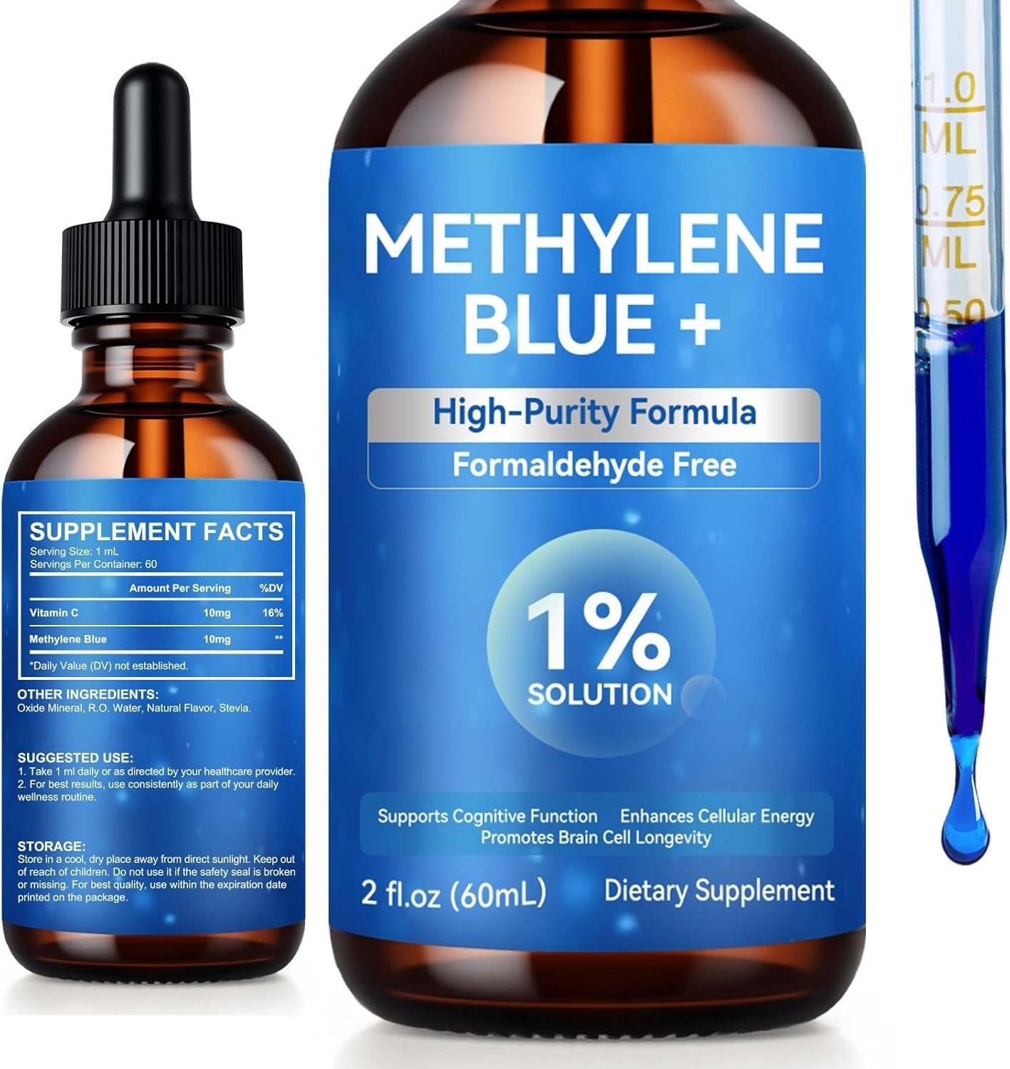 Blue Supplement - Pharmaceutical Grade, 2 FL OZ, 1% USP Grade, Liquid