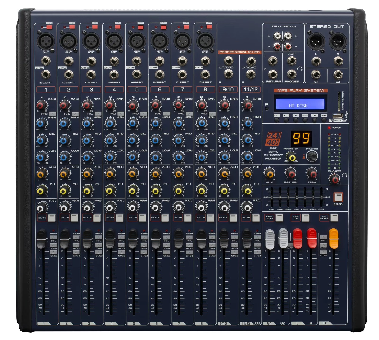 12-Channel Auto Microphone Audio Mixer with Excellent Service for Live Events
