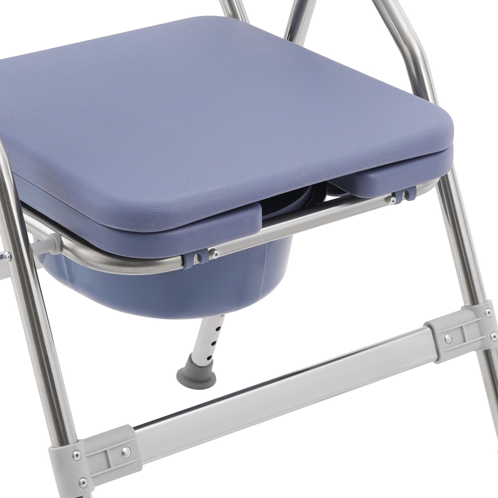Toilet Chair With Padded Seat Plate And Toilet Bucket, Foldable Toilet ChairBlue