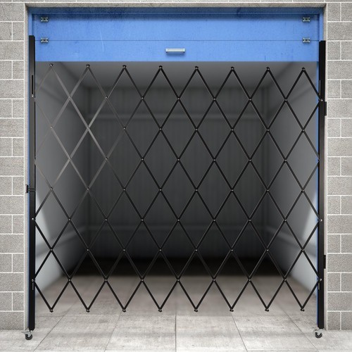 Folding Security Gate 7.2ft x 6.5ft Wall Mount Single Folding Door Scissor Gate