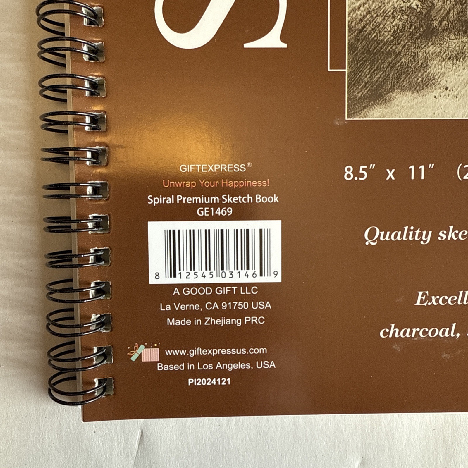 30 Sheets 8.5" X 11" Side Bound Spiral Premium Sketch Book