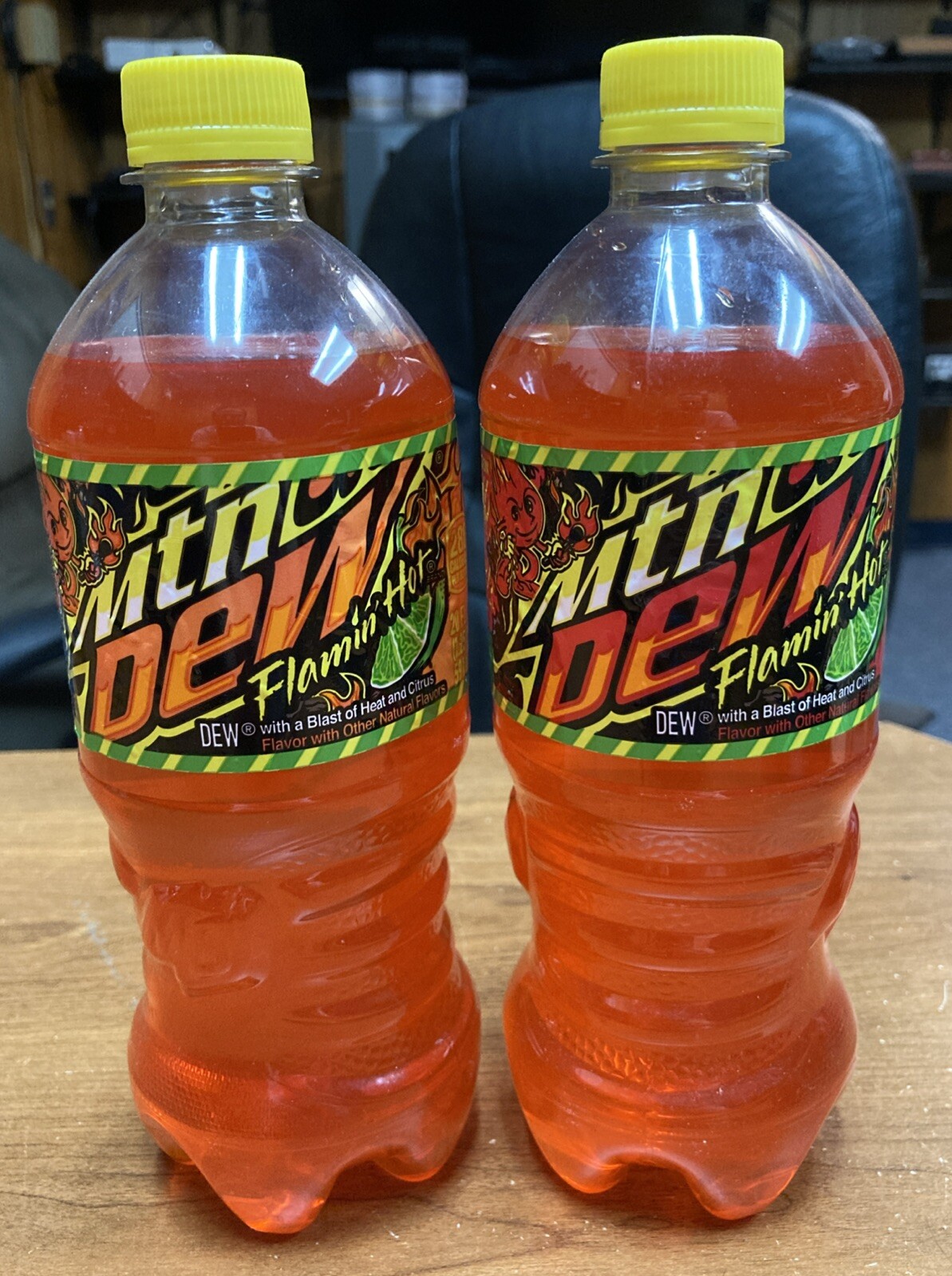 2x Mountain Dew FLAMIN’ HOT Full 20oz Bottles Mtn Dew Mt Dew - Expired 2022