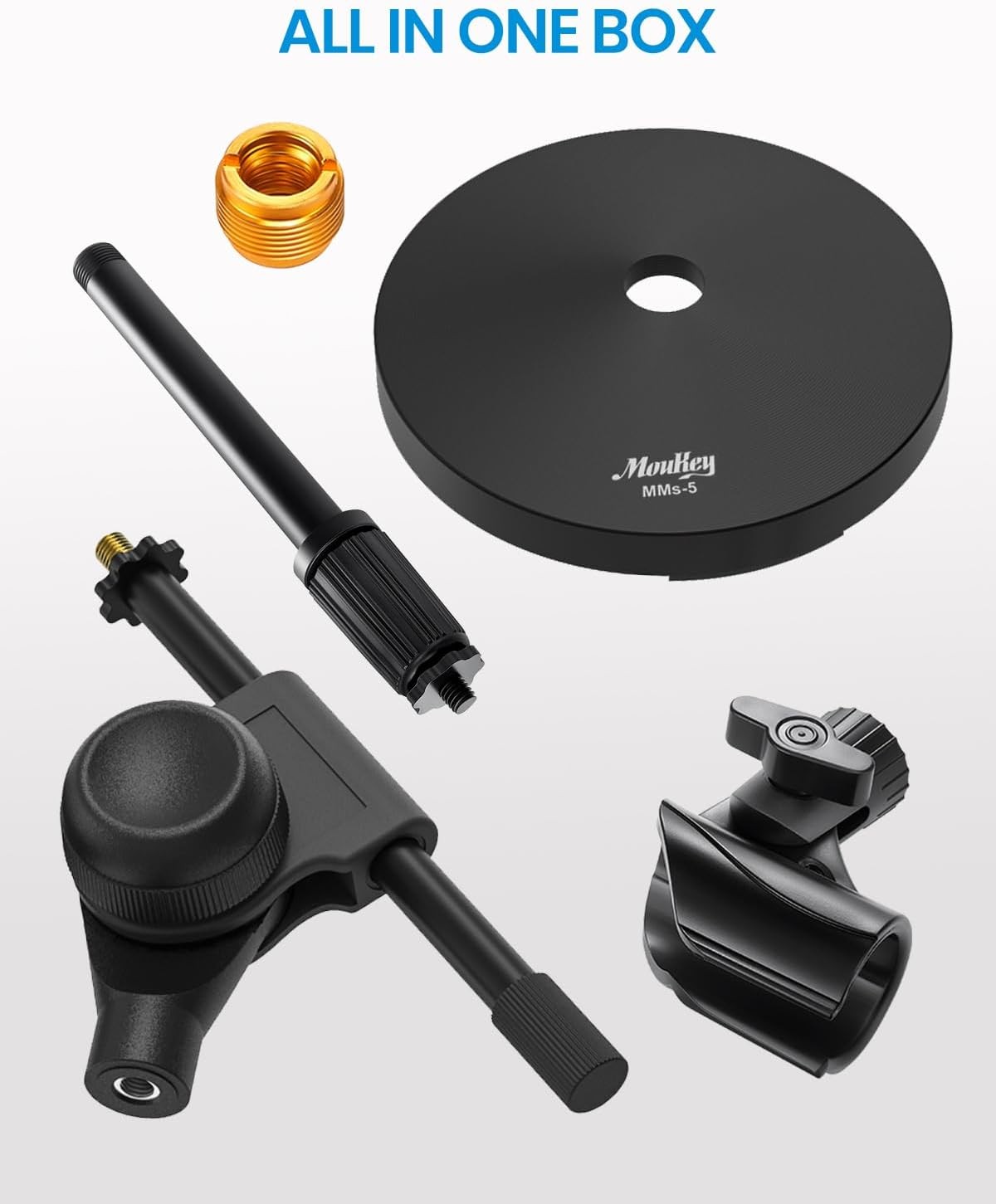 Moukey Mic Stand Desk Adjustable Tabletop Microphone Stand with Non-Slip Mic Cli