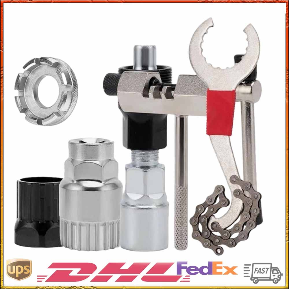 Bike Repair Tool Kit Crank Chain Cutter Extractor Bracket Freewheel Puller 6 Pcs