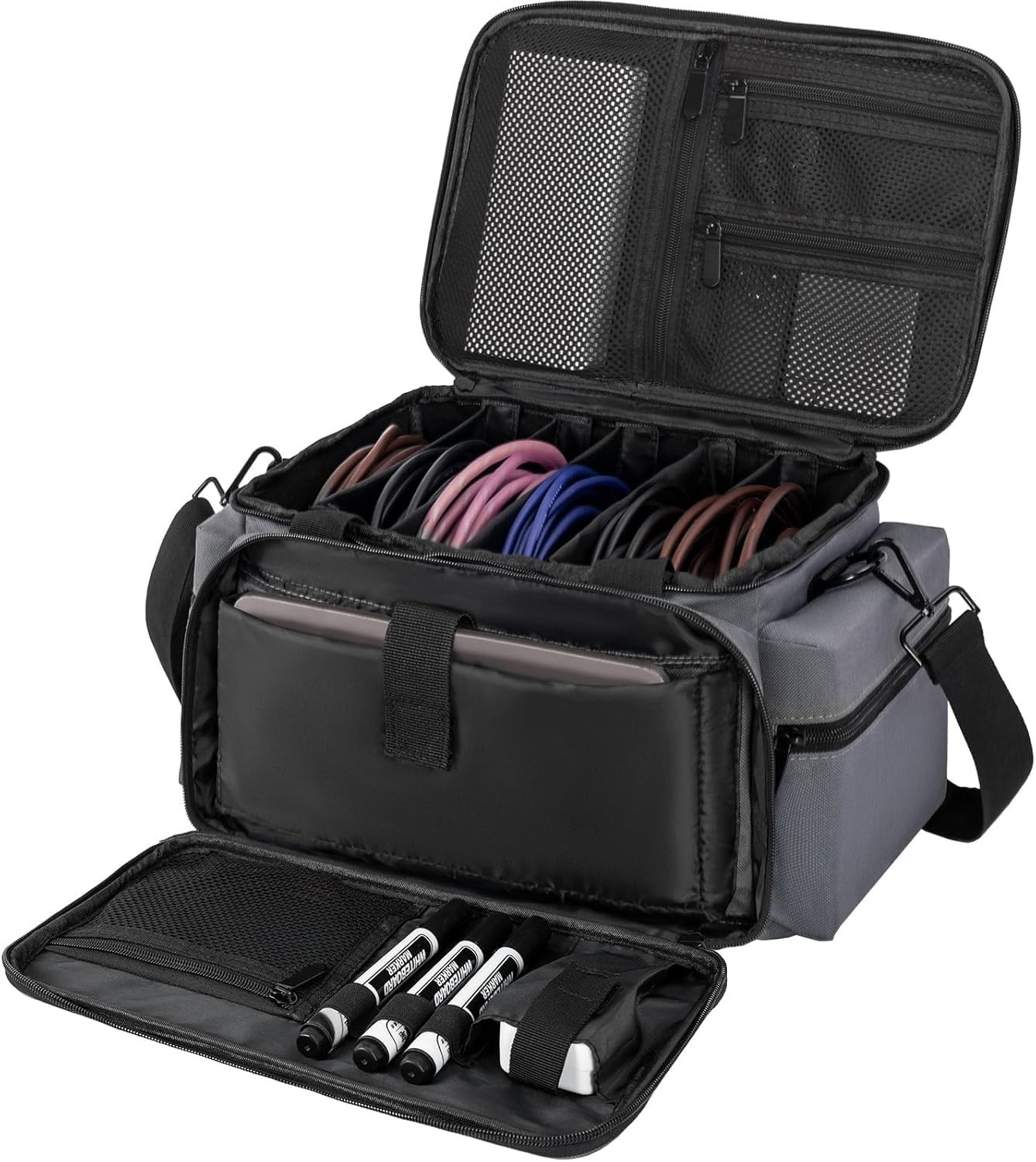 Cable File Bag DJ Gig Bag Cord Organizer Case with Detachable Dividers for La...