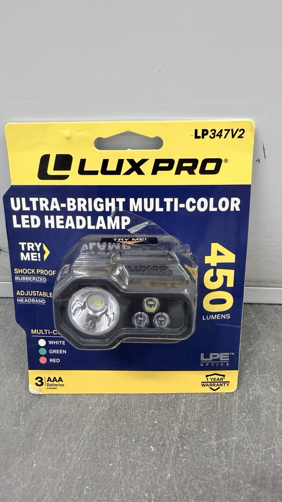 LUXPRO LP347V2 Ultra Bright Multi-function 450 Lumen Multi-color LED Headlamp 47