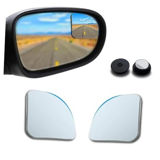 2 PCS Blind Spot Mirror, Frameless Fan-shaped Convex Adjustable HD Glass