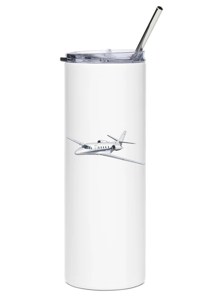 Cessna Citation XLS Stainless Steel Water Tumbler with straw - 20oz.