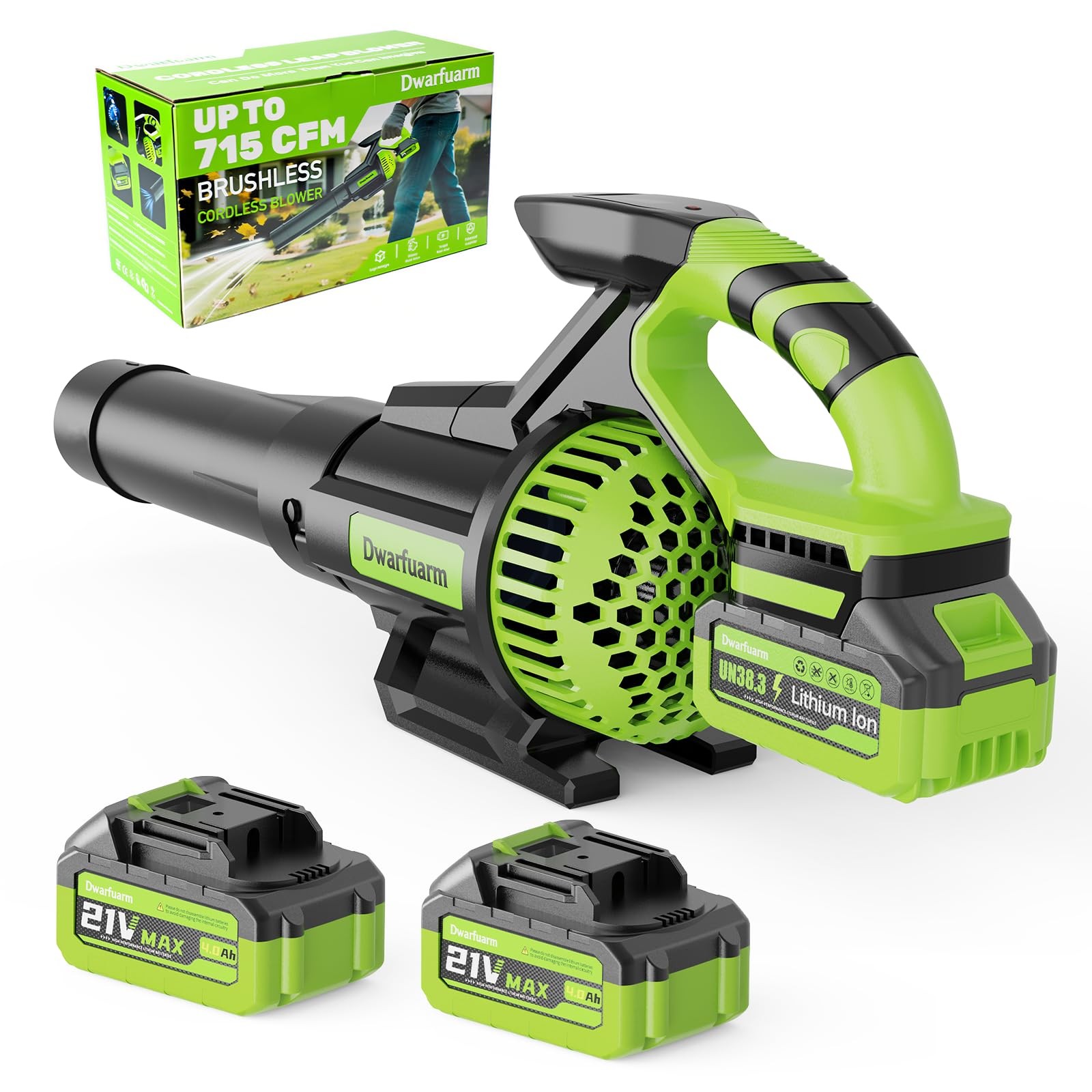 Cordless Leaf Blower with 715 CFM, 35,000 RPM Brushless Motor, Lightweight El...