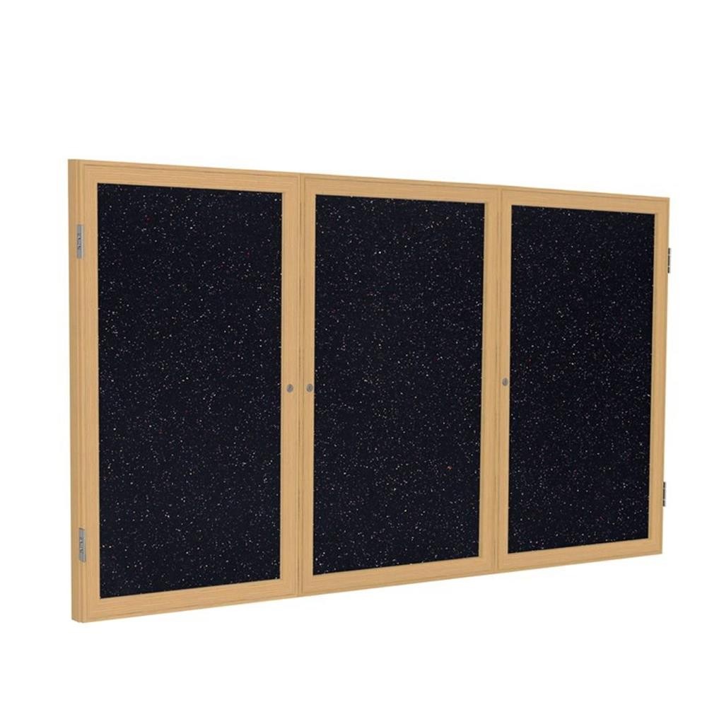 Ghent's Wood 48" x 96" 3 Door Enclosed Rubber Bulletin Board in Multi-Color