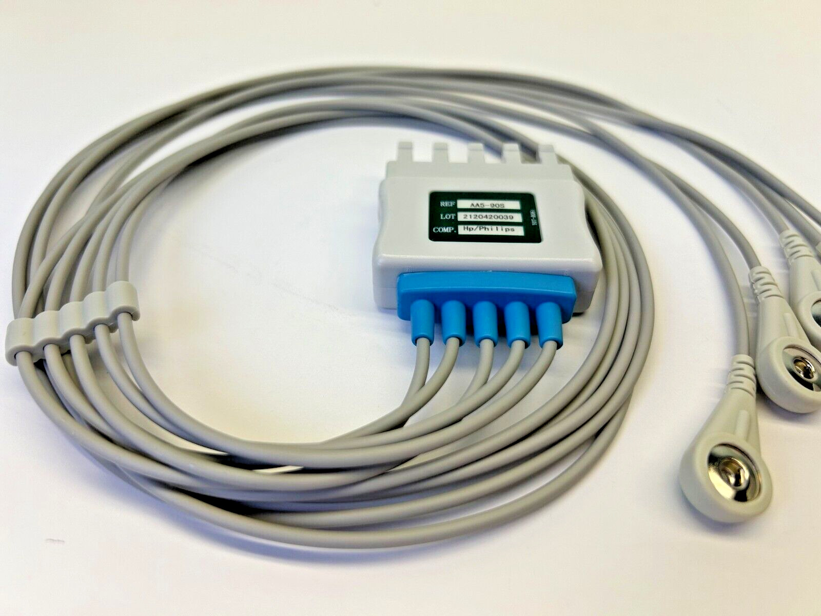 Philips compatible ECG Leadwire, M1625A, 5 Leads, Snap 0.9M (3 ft) AHA