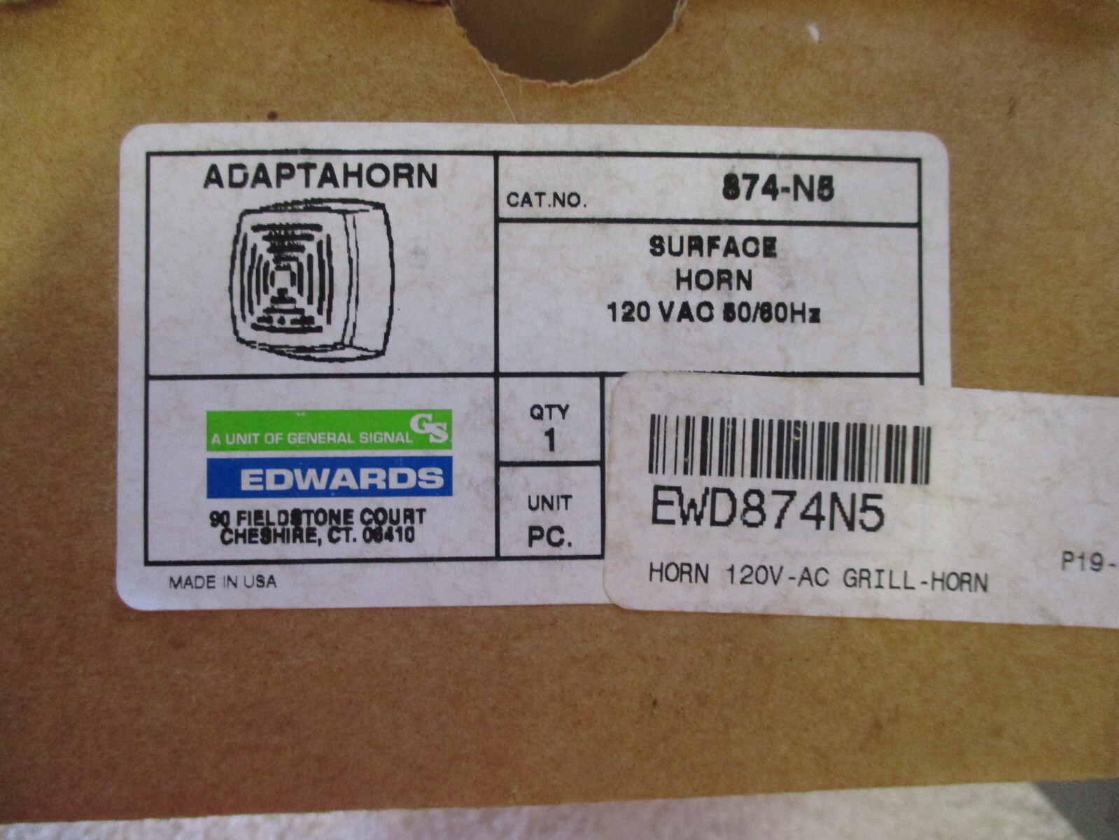 NIB Edwards Signaling ADAPTAHORN Surface Horn 120VAC 50/60Hz  847-N5  EWD874N5