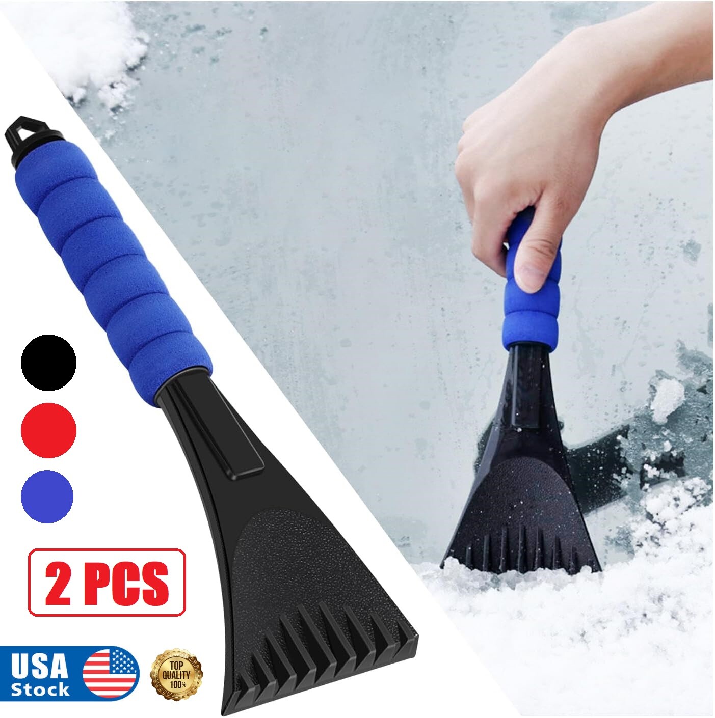 2x Car Windshield Ice Scraper with Foam Handle No Scratch Frost Scraper Universa