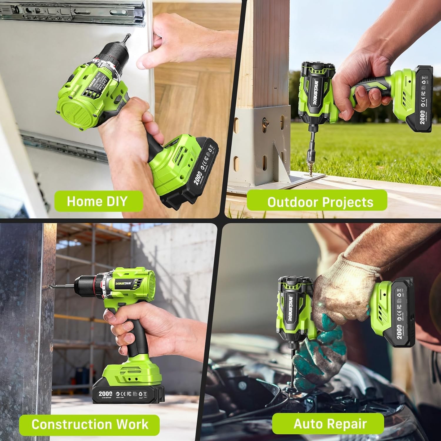 Robustrue 21V Cordless Drill & Impact Driver Combo Tool Set,