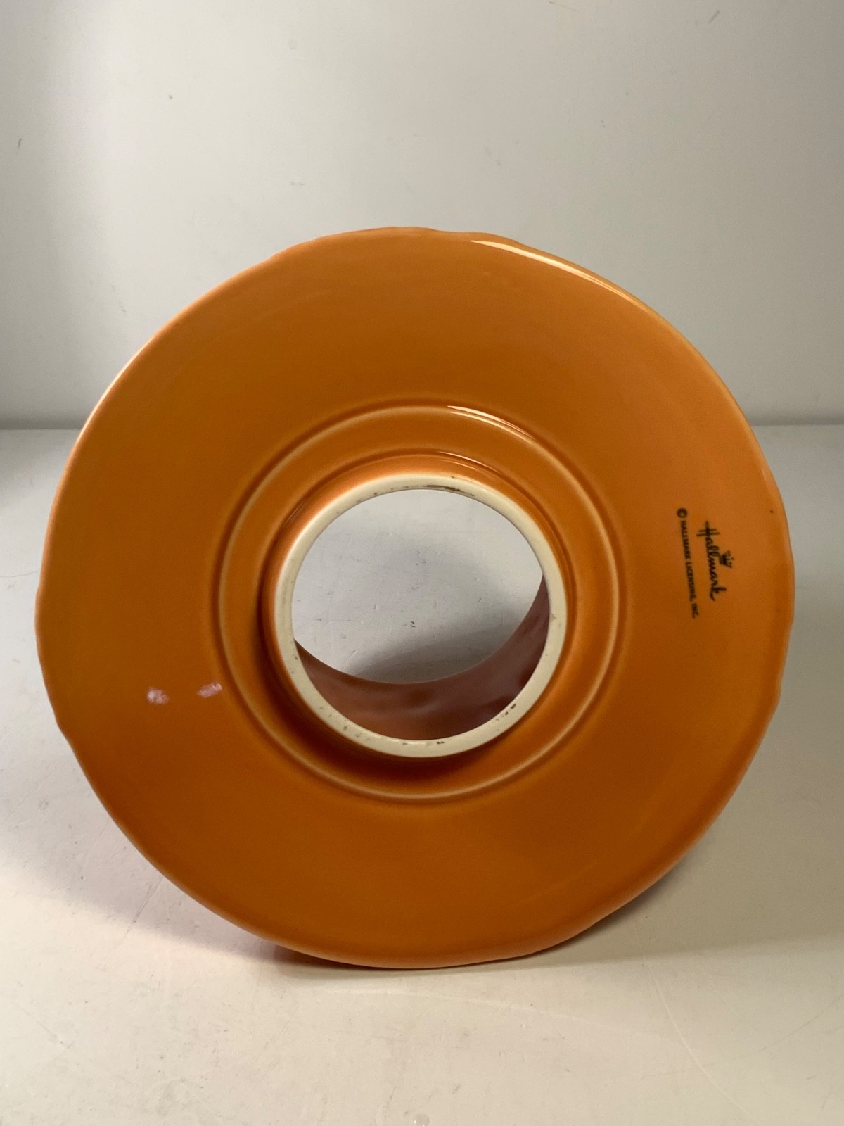 Hallmark Autumn Orange Ceramic Candle Topper 6.75 in.
