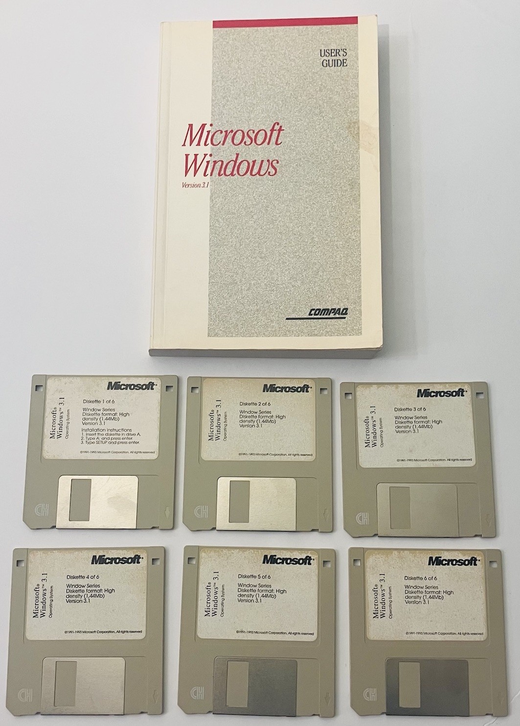 Microsoft Windows 3.1 1992 Complete 6 Disk Set User Guide 3.5 Floppy