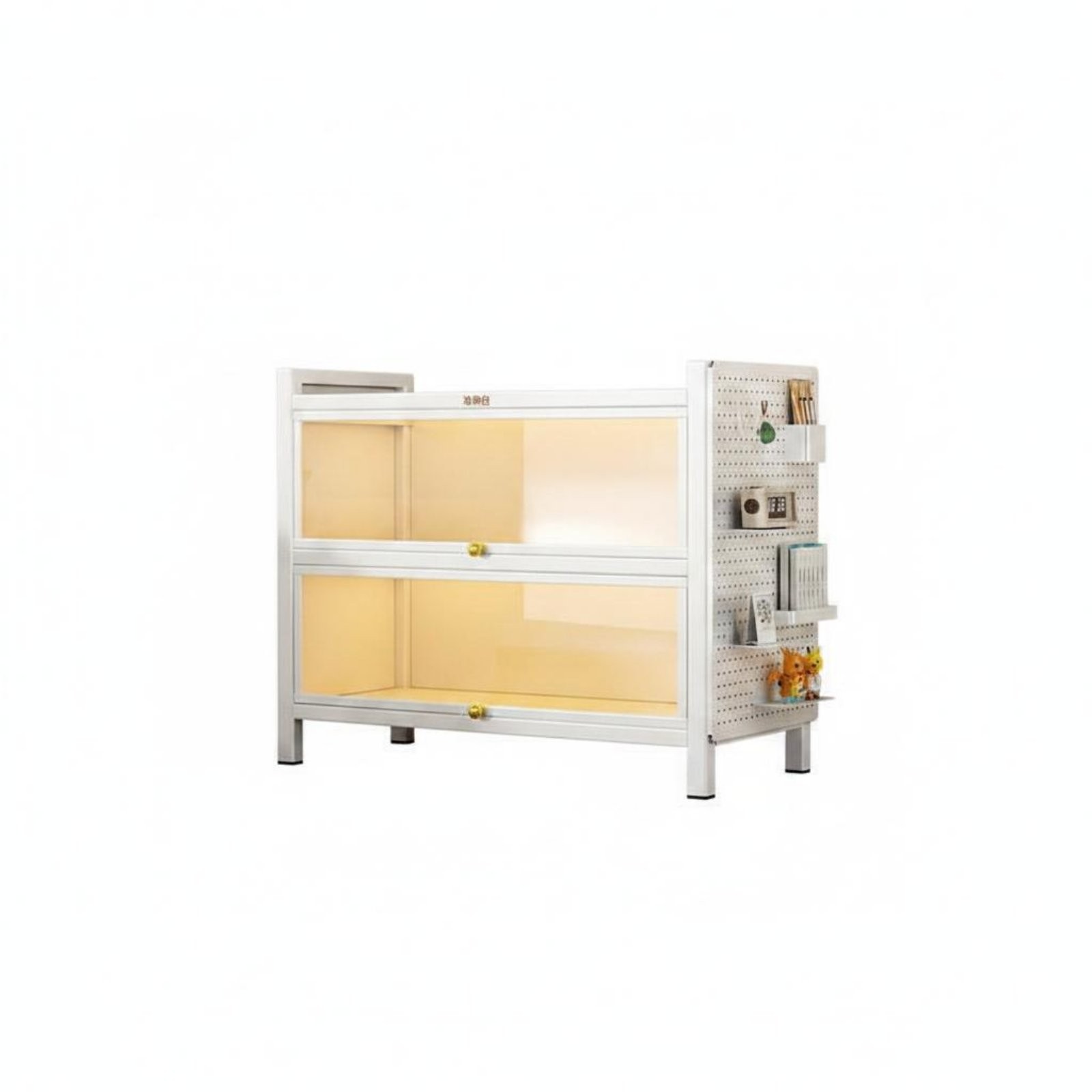 Glass Door Display Cabinet Sturdy Steel Frame Collectible Display Cabinet