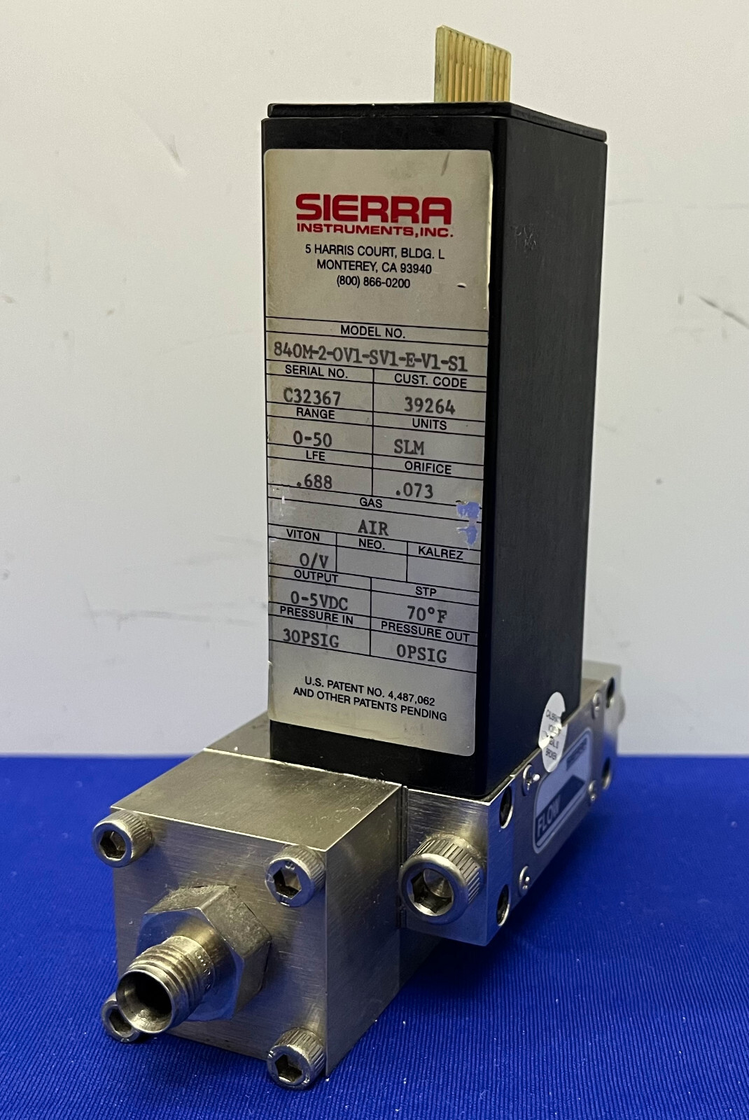 SIERRA MASS FLOW CONTROLLER 840M-2-OV1-SV1-E-V1-S1 30 PSIG  RANGE  0-50