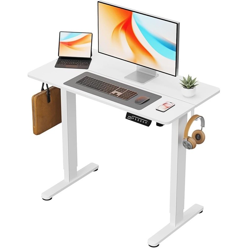Electric Standing Desk Adjustable Height Compact Space Saver W/ Presets Hooks US