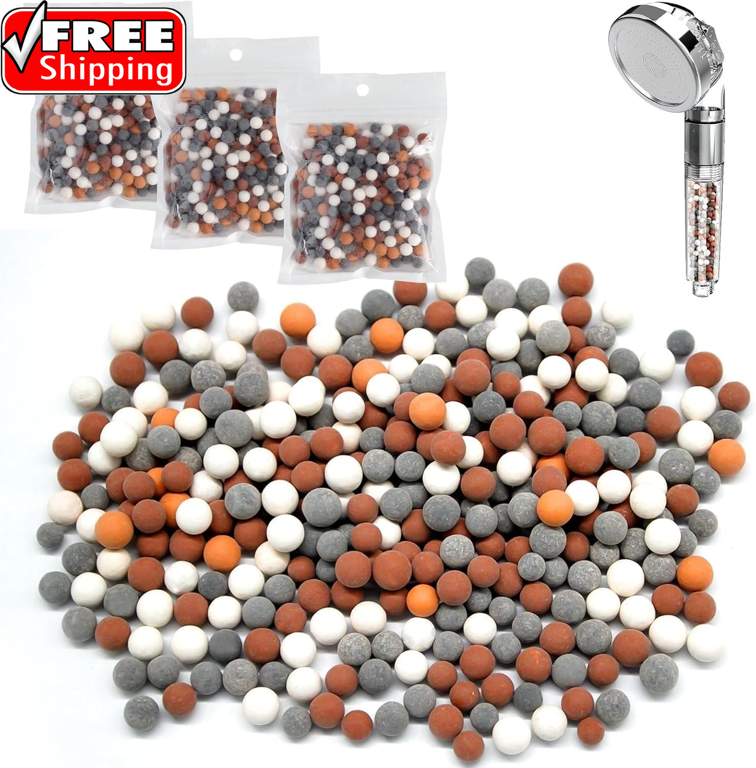 3 Packs Replacement Shower Filter Beads Four Color Replace Mineral Bead Stone Ba