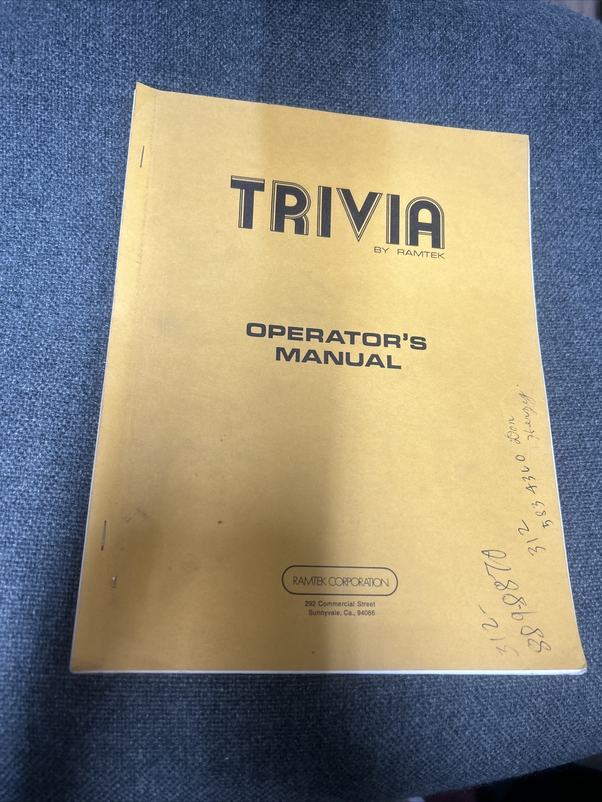 Ramtek TRIVIA Arcade Video Game Manual - good used original