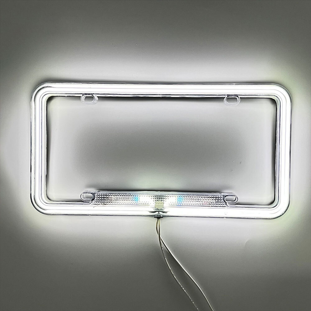 12V Car White LED License Frame LED Light Car License Frame Holder Universal