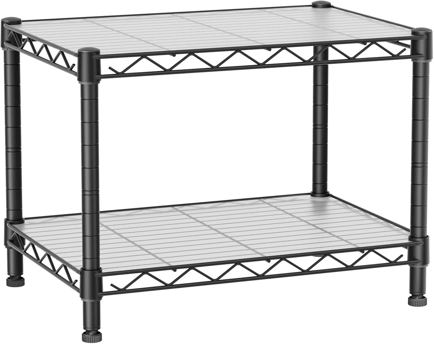2 Tier Shelves Storage Wire Shelving Unit Metal Shelf Adjustable