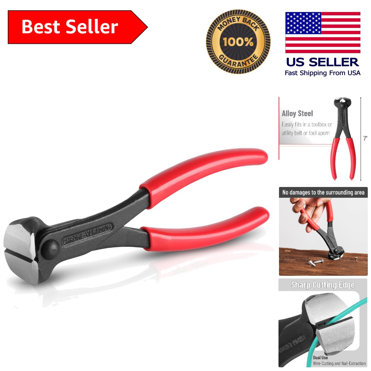 Professional 7-Inch Steel Nail Puller with Non-Slip Handle for Effective Use