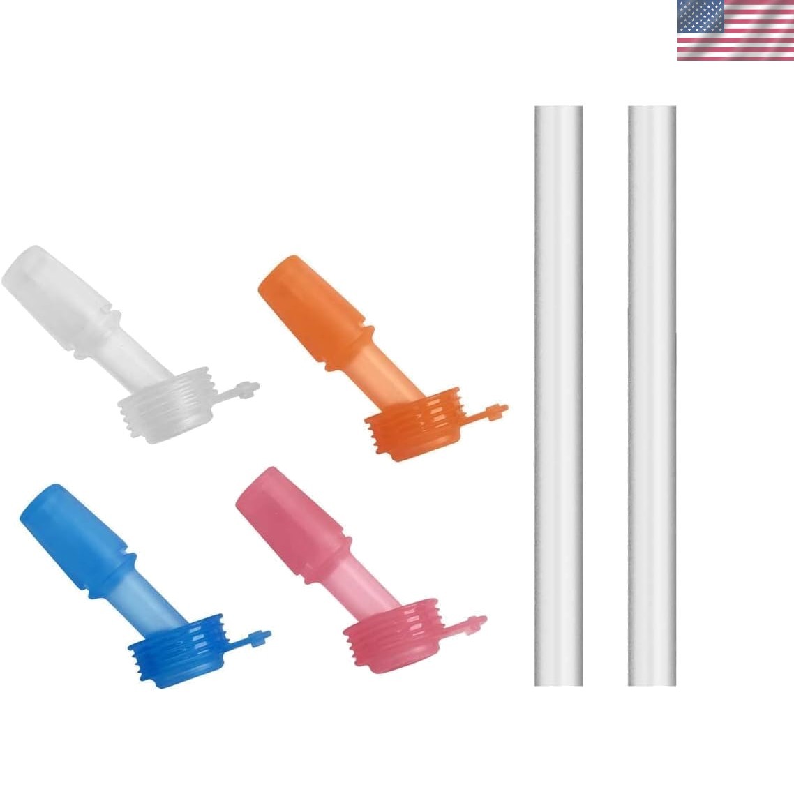 Eddy+ Kids Replacement Bite Valve & Straws Multi-Color, 4-Pack
