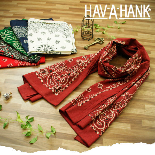 USA MADE HAVAHANK 66"(168cm)x22"(55cm)*PAISLEY BANDANA SCARVE WRAP NECK SCARF