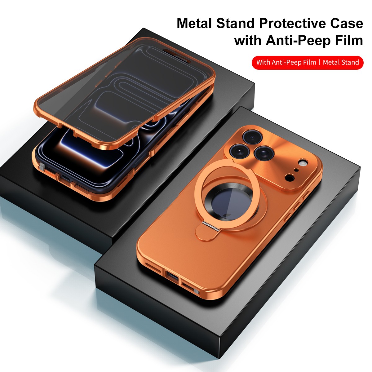 For iPhone 17 Pro Max 16 15 14 13 Magnetic Privacy Screen Protector Stand Case