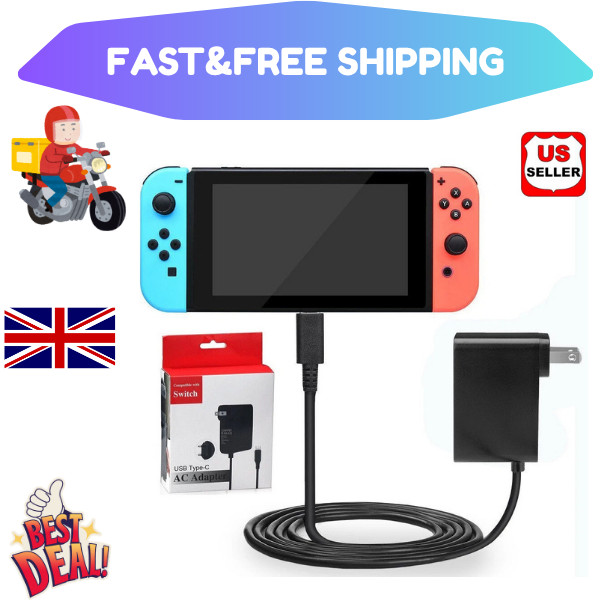 AC Adapter Power Supply for Nintendo Switch Wall & Travel Charger Plug Cord US