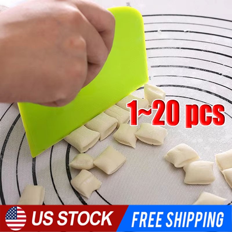 Dough Cutter Dual Sided Flexible Plastic Bowl Scraper for Bread Pizza Pastry