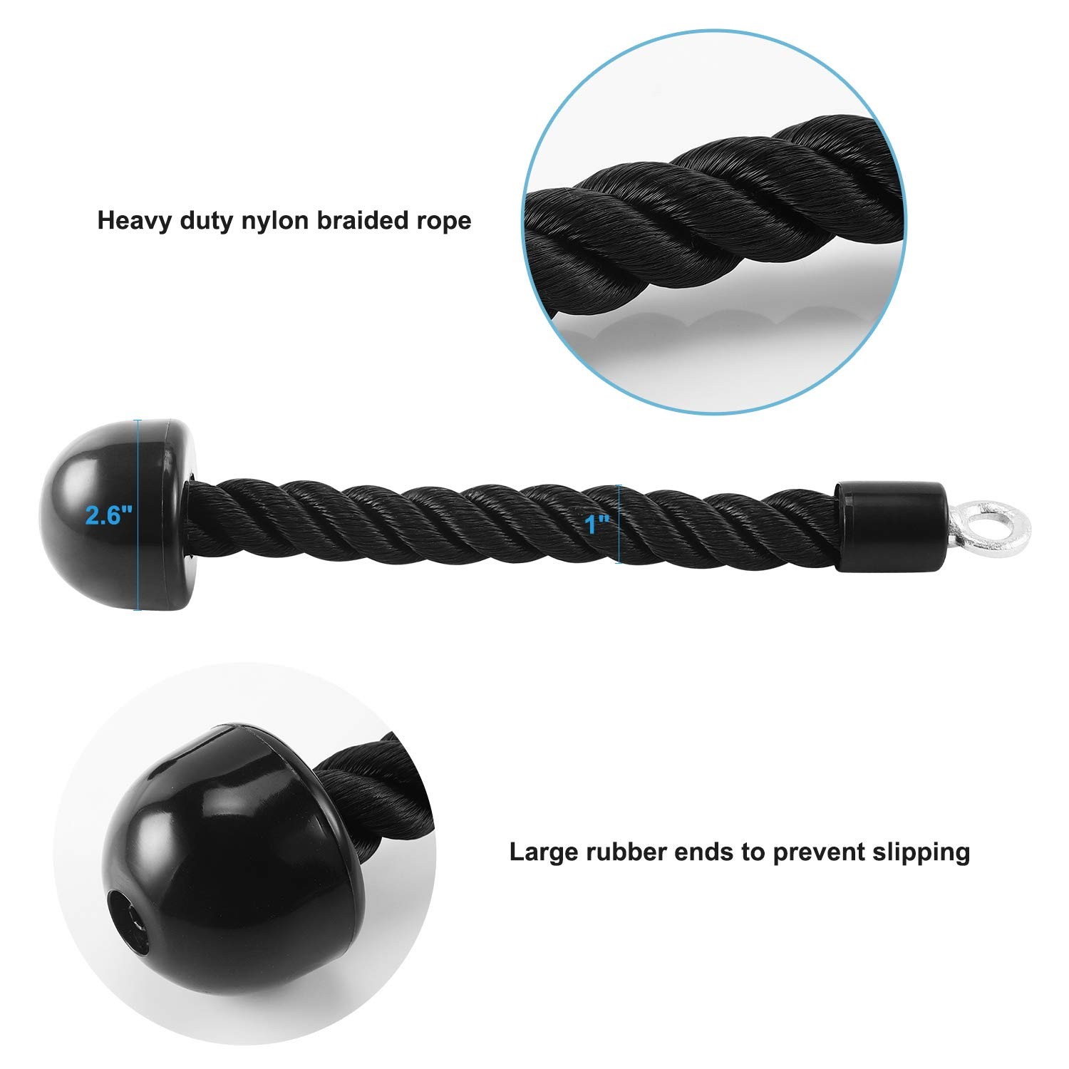 Pull Down Rope Single Grip Tricep Bicep Exercise Attachment for Cable Machine...