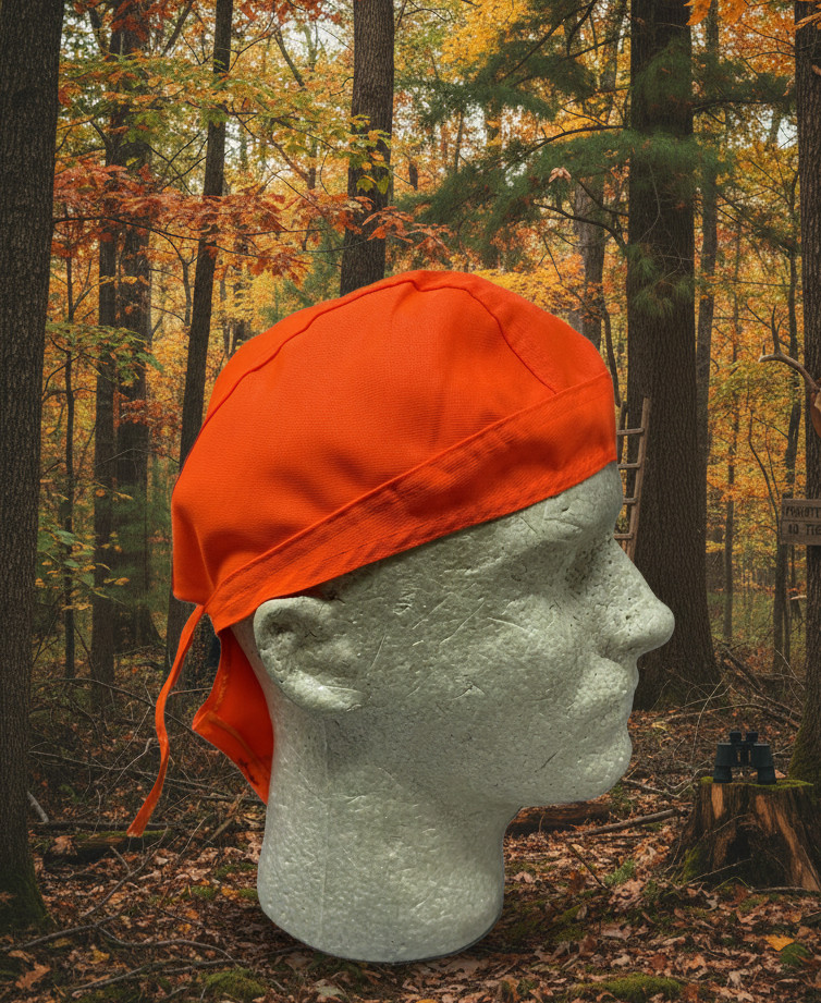 Blaze Orange Hunting Hunter Safety Durag Head Wrap Biker Doo Rag High Visibility