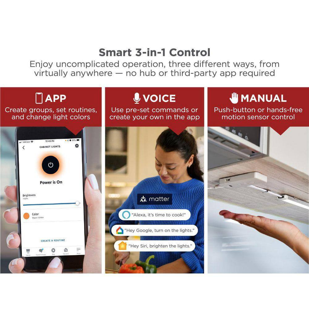 Push Wire White, LED, Voice Remote Control, Works with Alexa, Apple Home, Google