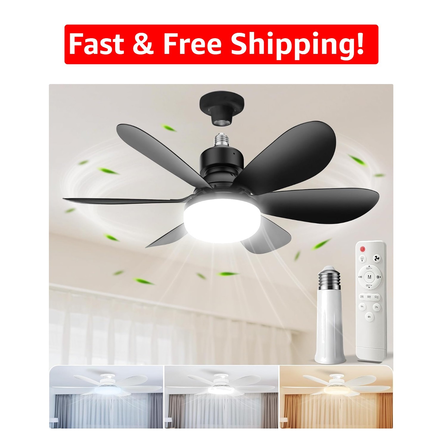Quiet 2-in-1 Ceiling Fan Light with Remote - Modern Energy-Efficient Design