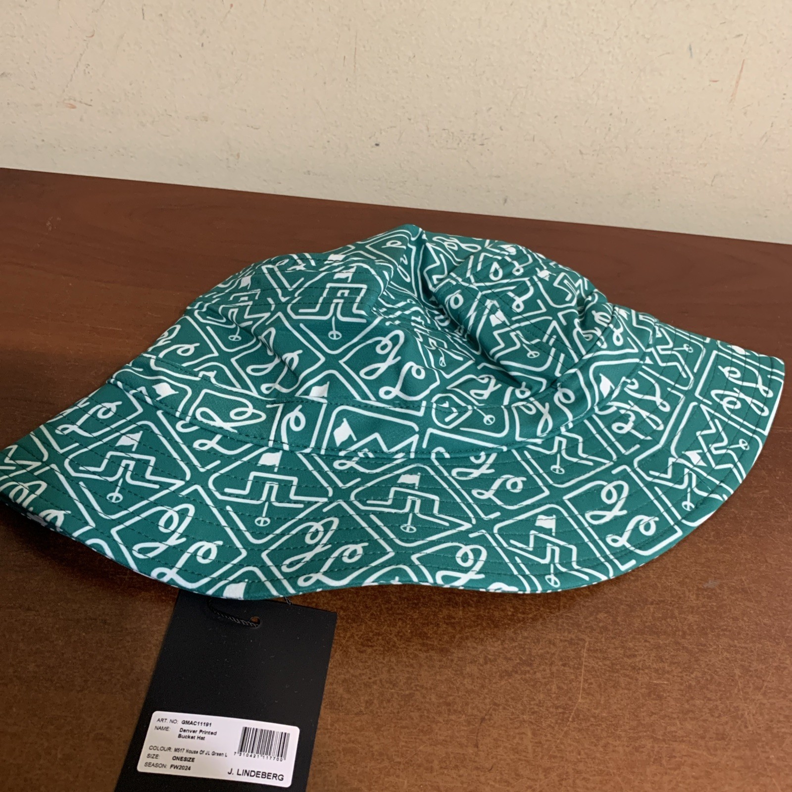 J. Lindeberg Denver Print Bucket Hat House of JL Green Golf New Nwt GMAC11191