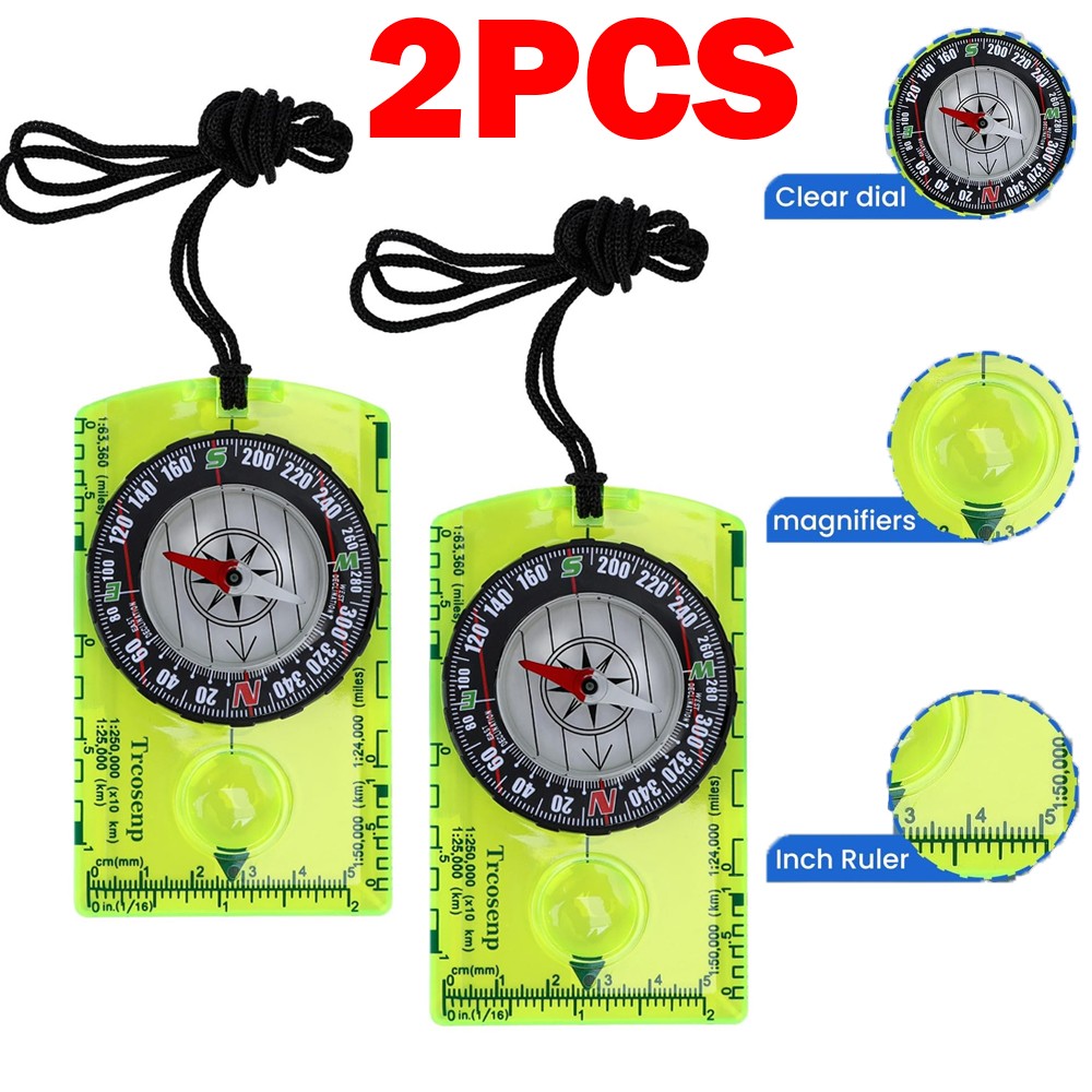 2Pack Orienteering Compass for Hiking Survival, Hiking Backpacking Compass, Boy